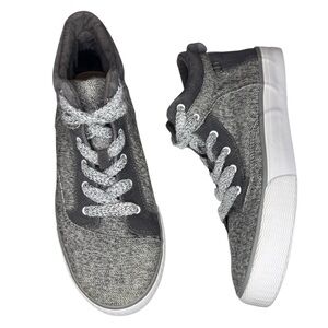 Tom’s Camila High Heather Grey Suede Textile Hightop Sneakers Shoes Womens 7